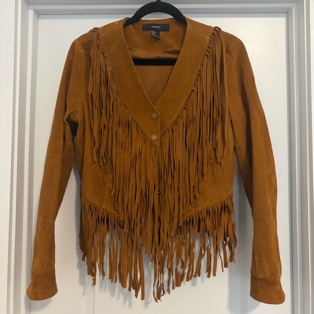Forever 21 Brown Genuine Suede Fringe Jacket